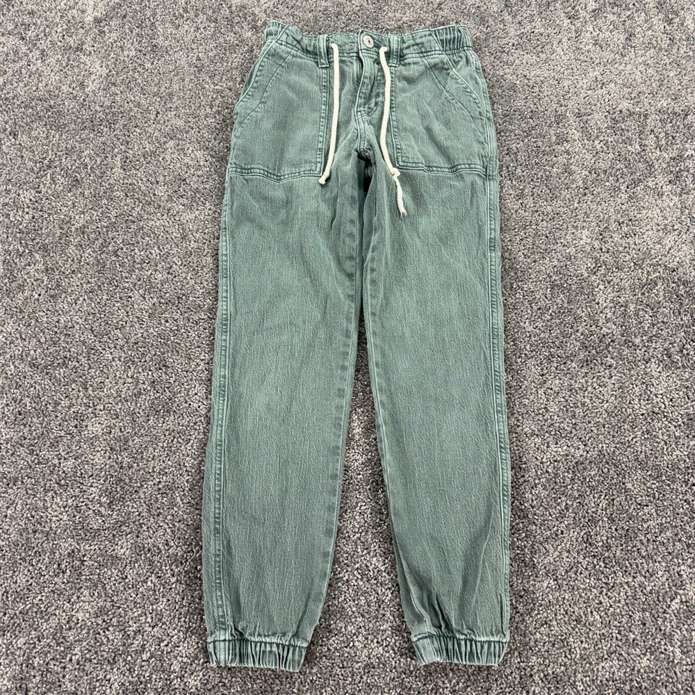American Eagle Jeans Womens 00 Green Jogger Denim Drawstring City Casual Pockets